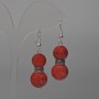 Red Jasper Earrings (single), 12mm and 14mm smooth beads, length approx. 49mm, with metal insert
