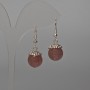 Strawberry Quartz Earrings - natural stone, smooth beads, diameter 12.5 mm, length 35 mm