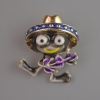 Frog Chona Brooch-Pendant with Purple Enamel, Golden Metal 30x27mm