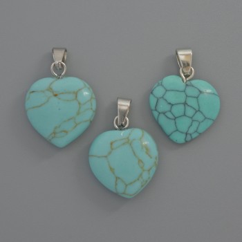 Turquoise Heart Pendant, diameter 15×15×6 mm, length 23 mm