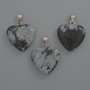 Heart Pendant of Snow Obsidian, diameter 20x20x6 mm, length 28 mm