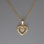 Pendant "Heart" on a chain of golden metal, diameter 16x15 mm, thickness 1 mm, +/-; length 40-45 cm +
