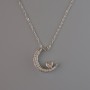 Pendant "Moon" on a chain, silver-toned metal, diameter 18x14 mm, thickness 1 mm + -, length 40-45 cm +