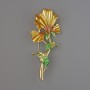 Iris Brooch with Yellow-Green Enamel, 78x34mm, Gold-Toned Metal