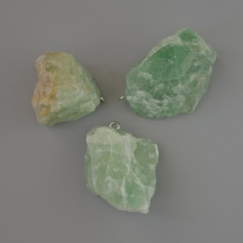 Raw fluorite pendant, natural stone, unpolished, diameters from 24×22 to 36×28 mm, assorted