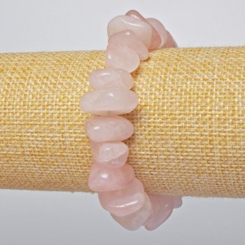 Bracelet Pink Quartz natural stone faceted, diameter 15x7 mm +/-, length 18 cm +/- (stretch)