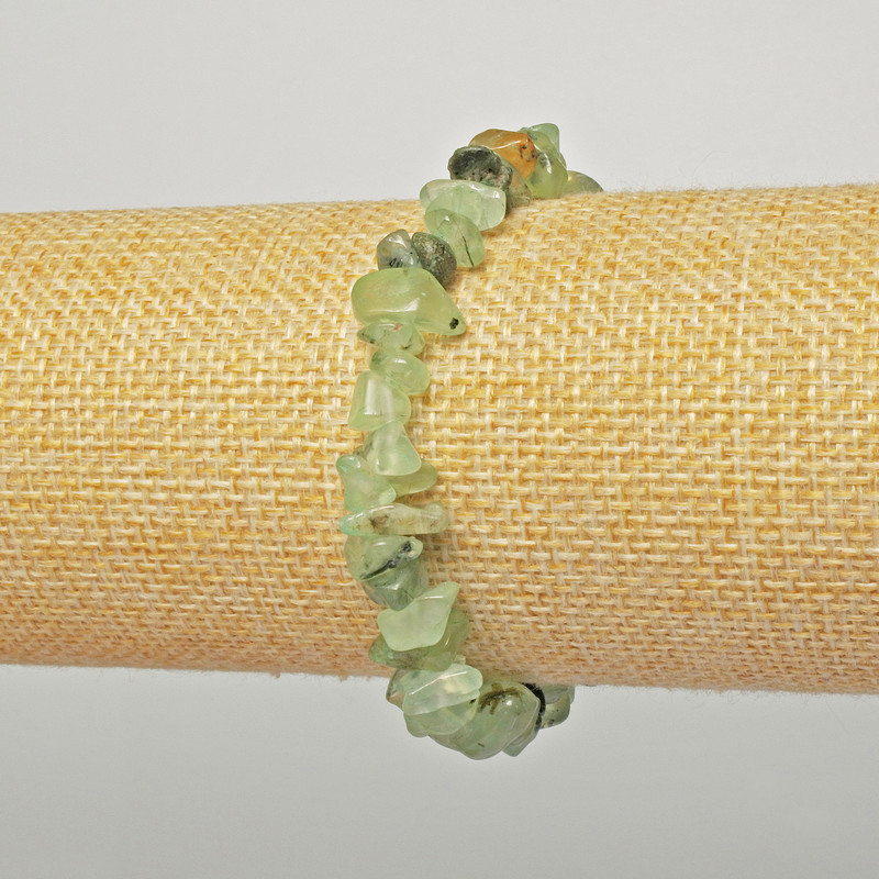 Prehnite bracelet with natural stone chips, 6x4 mm diameter, length 18 cm (+/-) (stretch)