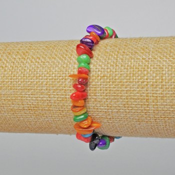 Bracelet with Assorted Mother-of-Pearl Chips, 7x4 mm Diameter, 18 cm Length, Stretch