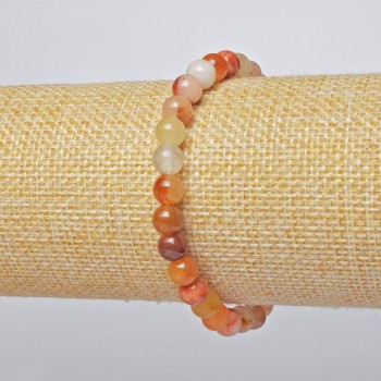 Carnelian Bracelet (pressed) smooth beads, 6.5 mm diameter +/-, length 18 cm +/- (stretch)