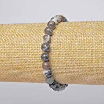 Jasper bracelet, natural stone, smooth beads, diameter 6.5 mm, length 18 cm (stretch)