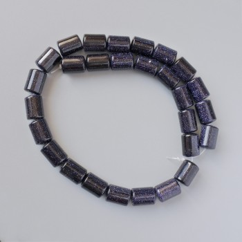 Aventurine Beads 'Night of Cairo' (synthetic) Cylindrical, diameter 10x13, 5 mm + -, length 37 cm + - on thread