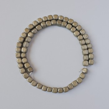 Pyrite Beads, Natural Stone Cube, 6mm Diameter, 40cm Length on Thread