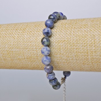 Sodalite bracelet with smooth beads, diameter 8.5 mm, length 19-24 cm (silver clasp)
