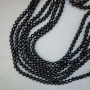 Czech Crystal Beads on Thread, Black Matte, Faceted Bead, 8 mm diameter, 50–51 cm length