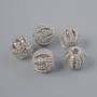 Bead insert with white crystals, 10 mm diameter, hole diameter 2.2 mm, silver-tone metal, 1 piece