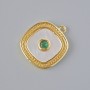 Pendant with Mother-of-Pearl and Green Crystal, gold-tone metal, 17x15 mm diameter