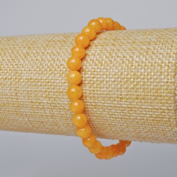 Citrine Bracelet with Smooth Beads, 6.5 mm Diameter, 18 cm Length (stretch)