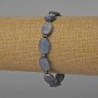 Kyanite Bracelet with Natural Stone, Oval Shape, 10x14 mm, Length 18 cm (Stretch) with Hematite Inlays