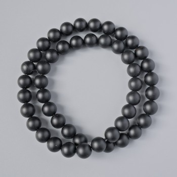 Shungite Beads (Synthetic) Smooth Balls, 8mm Diameter, 39cm Length on Fishing Line