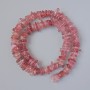 Strawberry Quartz natural stone chip beads, 10x3 mm diameter, 39 cm length, on thread