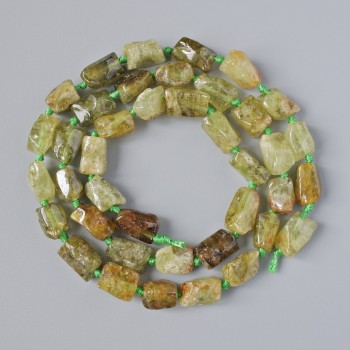 Grossular Beads (Green Garnet) Natural Gemstone, Faceted, 7×11 mm, 44 cm on a thread