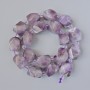 Amethyst Beads, Natural Stone, Faceted, Diameter 13x17 mm, 5 mm +/-, Length 39 cm +/- with seed beads on thread