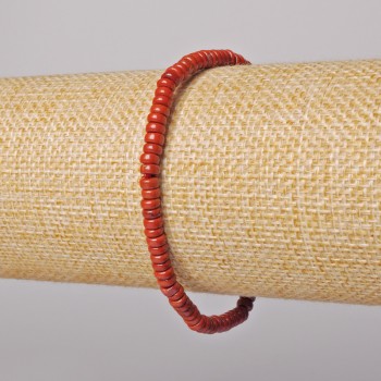 Red Jasper Bracelet, Natural Stone, Smooth Rondels, Diameter 4x2 mm, Length 18 cm, Stretch