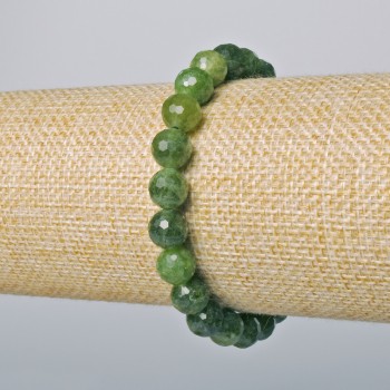 Jadeite bracelet with natural stone faceted beads, 8 mm diameter, 18 cm length (stretch)