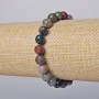 Multicolored Jasper Bracelet, Natural Stone, Faceted Bead, 8 mm Diameter, 18 cm Length ± (Stretch)