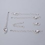 Carabiner clasp with extension chain, diameter 15×8 mm, length 5.5 cm, silver-colored metal, 1 pc