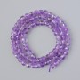 Amethyst beads, natural stone, faceted cube, diameter 4.5 mm, length 38 cm on thread