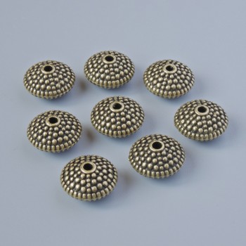 Bronze bead inserts, 11.5×6.5 mm, hole 1.9 mm, pack of 8, bronze metal color