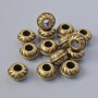 Bead-insert finding, 9x5.5 mm, hole diameter 3.6 mm, pack of 14 pcs ± bronze metal color