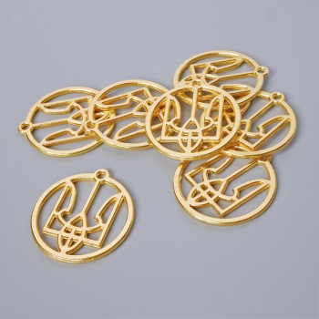 Pendant fittings 'Coat of Arms', size 26.5×25 mm, hole diameter 1.9 mm, pack of 7 pcs ±, gold-tone metal