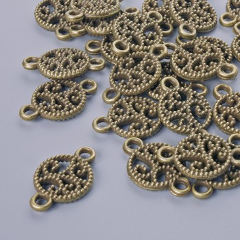 Pendant finding, diameter 17×10.5 mm, hole diameter 1.9 mm, pack of 24 pcs ± bronze-colored metal