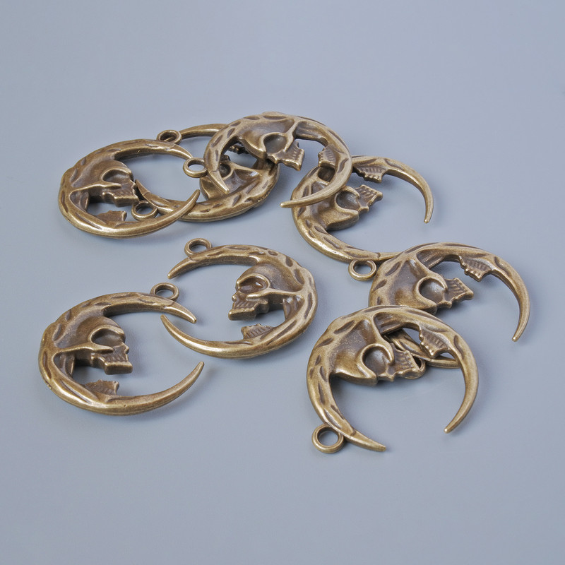 Pendant hardware 'Skull', 27×23 mm size, hole diameter 2.4 mm, finish 8 pcs ± bronze metal color