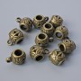 Bronze Bail Holder for Jewelry, outer diameter 9x9 mm, 5 mm, hole diameter 2.1 mm, 4.4 mm, length 13 mm, pack of 11 pcs ± bronze metal color