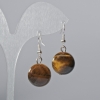 Tiger's Eye Earrings, Natural Stone, Smooth Bead, Diameter 16mm±, Length 36mm±