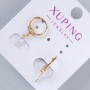Xuping Earrings with White Crystals, 7x2 mm Diameter, 23 mm Length, 18K Gold Plating