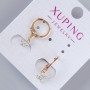 Earrings 'Cross' Xuping with white crystals, diameter 7.5×6 mm, length 23 mm, 18K plating