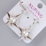 Star stud earrings Xuping with white crystal and bead, diameter 30×24.5 mm, length 39 mm, rhodium