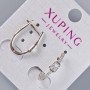 Xuping Earrings with White Rhinestones and a Crystal, 18x4 mm, Rhodium