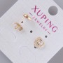 Xuping stud earrings with white rhinestones and crystals, diameter 8×7 mm, 18K gold plating