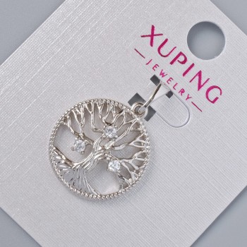 Pendant 'Tree' Xuping with white crystals, diameter 20x18 mm +/-, length 25.5 mm +/- rhodium-plated
