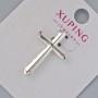 Pendant 'Cross' Xuping with White Crystals, diameter 26×17 mm, 5 mm +/-; length 33 mm +/-; rhodium-plated