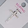 Pendant 'Cross' Xuping with white crystals, diameter 27×16, 5mm +/- rhodium