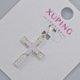 Pendant «Cross» Xuping with white crystals, diameter 22×15 mm, length 27 mm, rhodium-plated