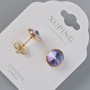 Xuping Stud Earrings with Swarovski Crystals, Purple and Blue Chameleon, 10 mm Diameter, 18K Gold Plating
