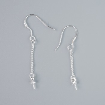 Silver-colored ear wires for earrings, 40mm length, pair