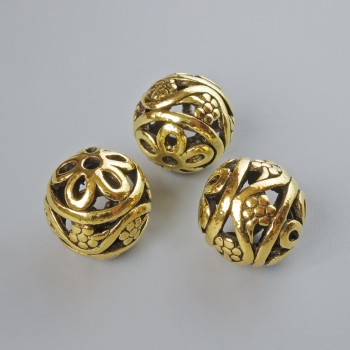 Bead insert finding, 14 mm diameter, hole diameter 2.1 mm, pack 3 pcs ±, gold-tone metal